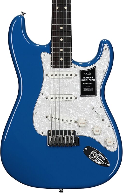 open zoom image for Fender Player II Modified Stratocaster Electric Guitar, Rosewood Fingerboard (with Gig Bag), Electric Blue, Body Straight Front