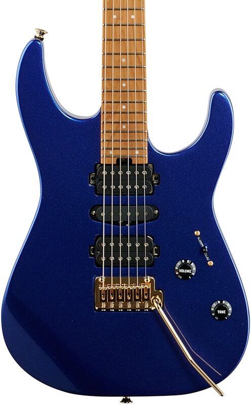 open zoom image for Charvel Pro-Mod DK24 HSH 2PT CM Electric Guitar, Mystic Blue, Body Straight Front