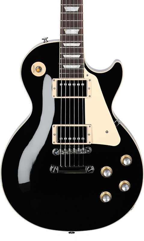 open zoom image for Gibson Les Paul Standard '60s Custom Color Electric Guitar, Plain Top (with Case), Ebony, Body Straight Front