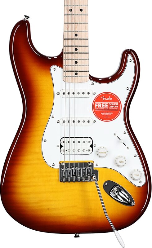 open zoom image for Squier Affinity Stratocaster FMT HSS Electric Guitar, Maple Fingerboard, Sienna Sunburst, Body Straight Front