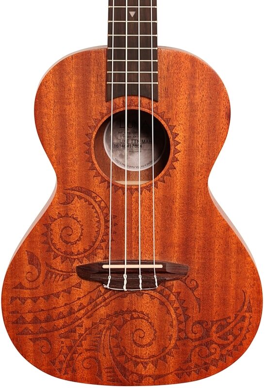 open zoom image for Luna Tattoo Tenor Mahogany Ukulele (with Gig Bag), New, Body Straight Front
