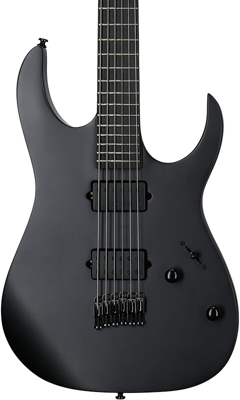 open zoom image for Ibanez RGRTBB21 Iron Label Baritone Electric Guitar, Black Flat, Open Box (Very Good), Body Straight Front