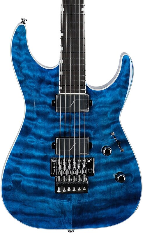 open zoom image for ESP LTD MH-1000 QM Electric Guitar, Black Ocean, Body Straight Front