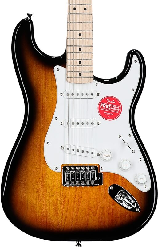 open zoom image for Squier Sonic Stratocaster Electric Guitar, Two Color Sunburst, Body Straight Front