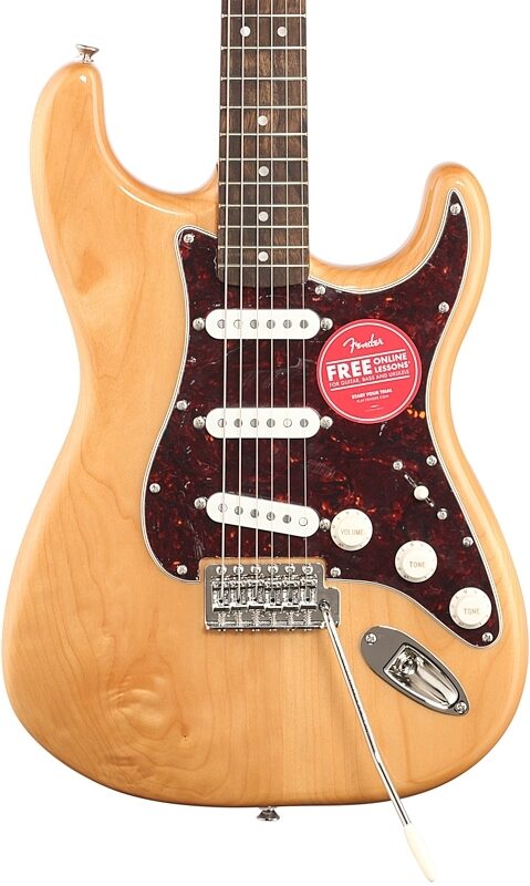 open zoom image for Squier Classic Vibe '70s Stratocaster Electric Guitar, Indian Laurel Natural, Body Straight Front