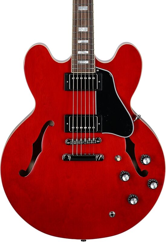 open zoom image for Epiphone Inspired by Gibson Custom 1962 ES-335 Reissue Electric Guitar (with Case), '60s Cherry, Body Straight Front
