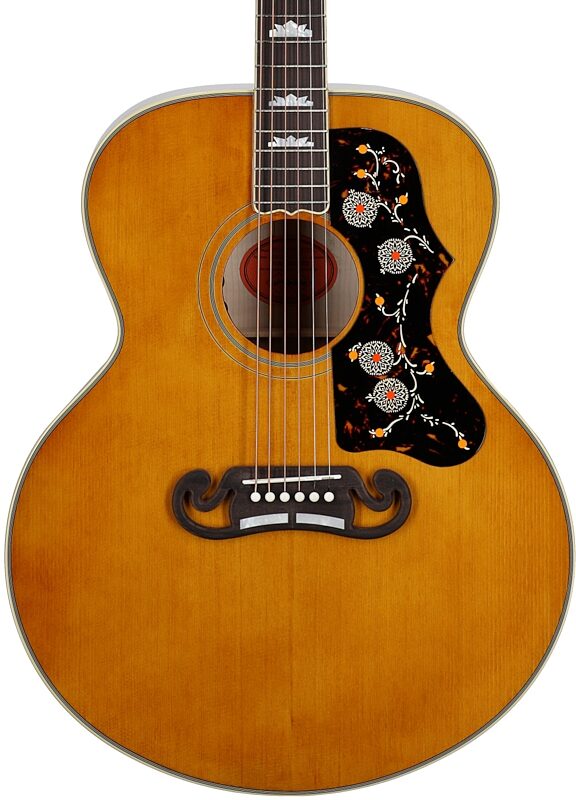 open zoom image for Epiphone Inspired by Gibson Custom 1957 SJ-200 Reissue Acoustic-Electric Guitar (with Case), Antique Natural, Body Straight Front