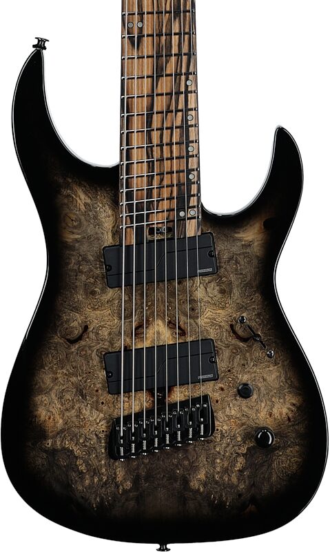 open zoom image for Legator Ninja N8FOD Multi-Scale Electric Guitar, 8-String (with Gig Bag), Jupiter Burst, Open Box (Very Good), Body Straight Front
