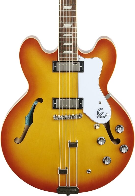 open zoom image for Epiphone Riviera Semi-Hollowbody Archtop Electric Guitar, Royal Tan, Body Straight Front