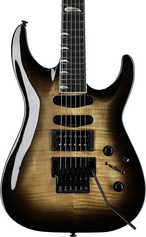 open zoom image for Kramer SM-1 Figured Floyd Rose Electric Guitar, Black Denim, Body Straight Front