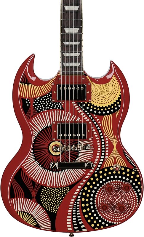 open zoom image for Epiphone Inspired by Gibson Fatoumata Diawara SG Electric Guitar (with Case), Ember Graphic, Body Straight Front