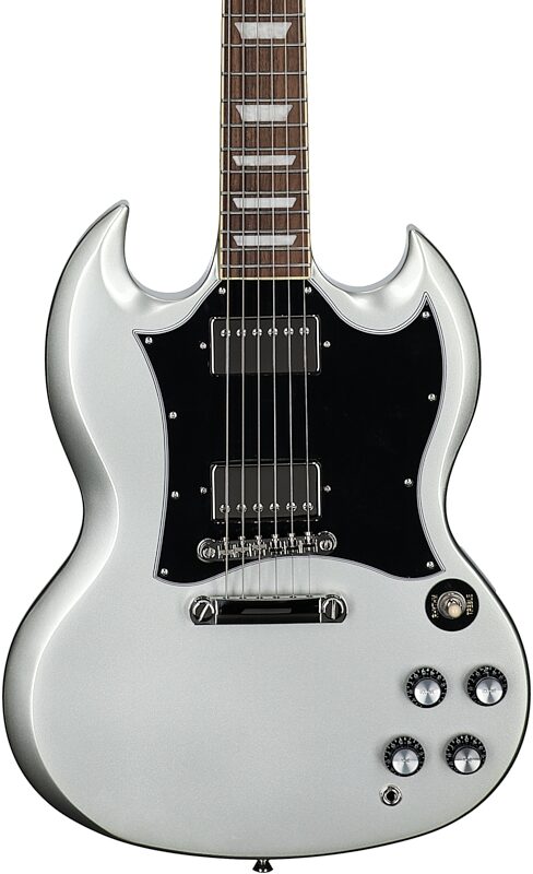 open zoom image for Epiphone Inspired by Gibson SG Standard Electric Guitar (with Gig Bag), Silver Mist, Laurel Fretboard, Body Straight Front