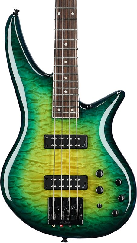 open zoom image for Jackson X Spectra Bass SBXQ IV Electric Bass, Amber Blue Burst, Body Straight Front