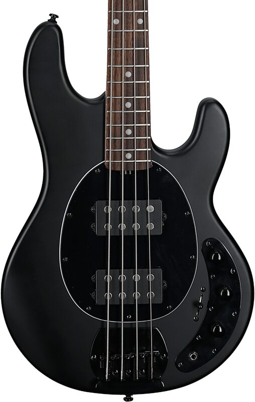 open zoom image for Sterling by Music Man Ray4HH Electric Bass Guitar, Stealth Black, Jatoba Fretboard, Body Straight Front