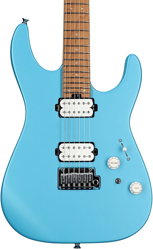 open zoom image for Charvel Pro-Mod DK24 HH 2PT CM Electric Guitar, with Maple Fingerboard, Matte Blue Frost, Body Straight Front