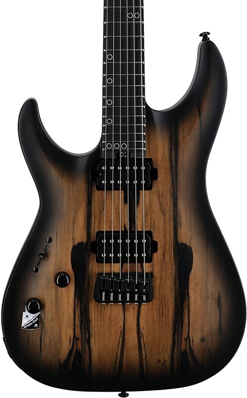 open zoom image for Schecter C-1 Pale Moon Ebony Electric Guitar, Left-Handed, Natural Satin Black Burst, Body Straight Front