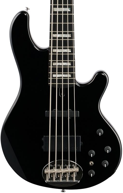 open zoom image for Lakland Skyline 55-02 Custom Ebony Fretboard Bass Guitar, Metallic Black, Body Straight Front