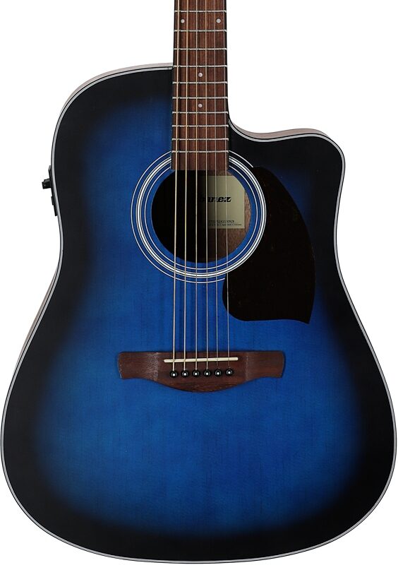 open zoom image for Ibanez PF50CE Acoustic-Electric Guitar, Open Pore Blue Sunburst, Body Straight Front