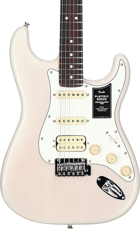 open zoom image for Fender Player II Stratocaster HSS Chambered Ash Electric Guitar, White Blonde, Body Straight Front