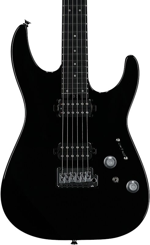 open zoom image for Charvel Pro-Mod Plus DK24 HH 2PT Electric Guitar, with Ebony Fingerboard (and Case), Raven Black, Body Straight Front