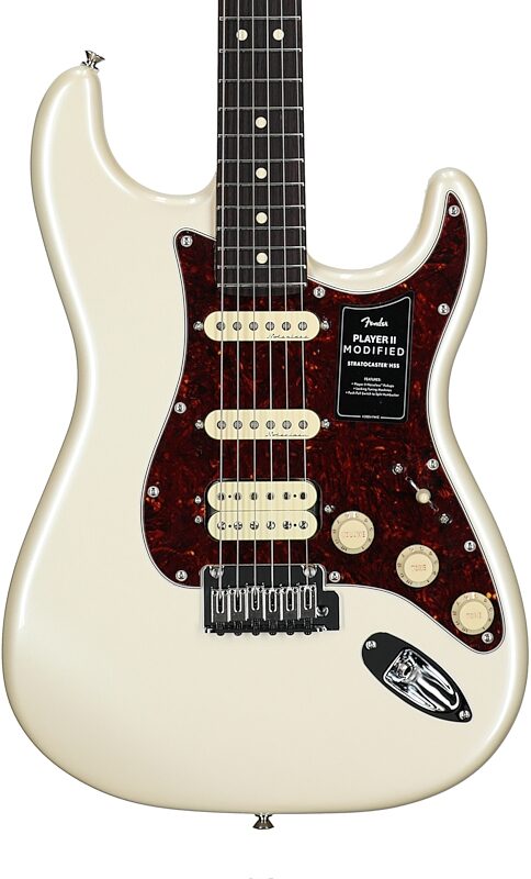 open zoom image for Fender Player II Modified Stratocaster HSS Electric Guitar, Rosewood Fingerboard (with Gig Bag), Olympic Pearl, Body Straight Front