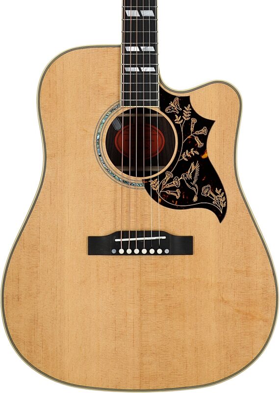 open zoom image for Epiphone Inspired by Gibson Custom Hummingbird Deluxe EC Acoustic Guitar (with Soft Case), Natural, Body Straight Front