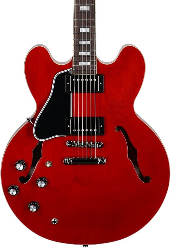 open zoom image for Epiphone Inspired by Gibson Custom Shop 1962 ES-335 Electric Guitar, Left-Handed (with Case), Sixties Cherry, Body Straight Front