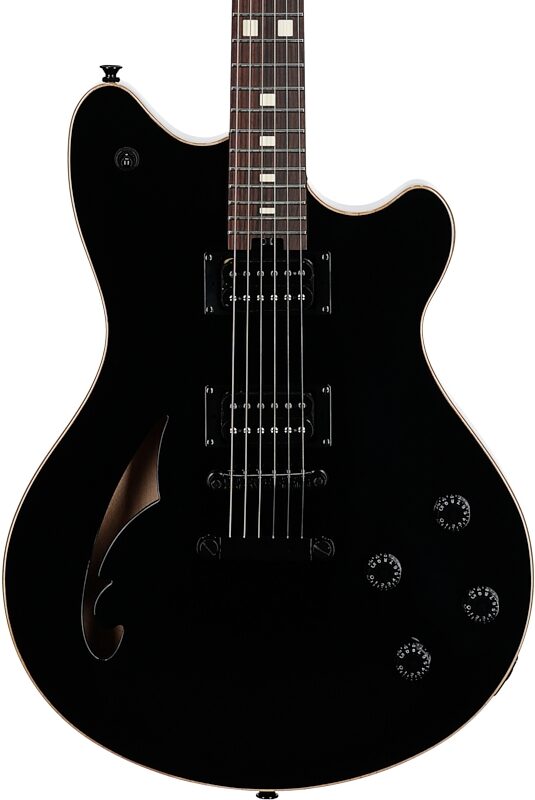 open zoom image for EVH Eddie Van Halen SA-126 Standard Centerblock Electric Guitar, Piano Black, Body Straight Front