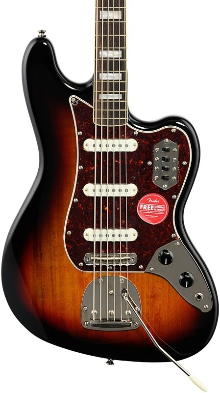 open zoom image for Squier Classic Vibe Bass VI, with Laurel Fingerboard, 3-Color Sunburst, Body Straight Front