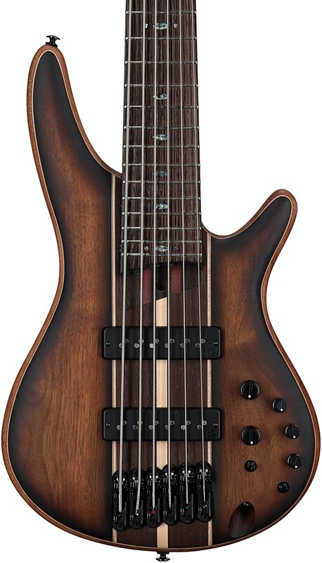 open zoom image for Ibanez SR1356B Premium Electric Bass, 6-String (with Gig Bag), Dual Mocha Burst Flame, Body Straight Front