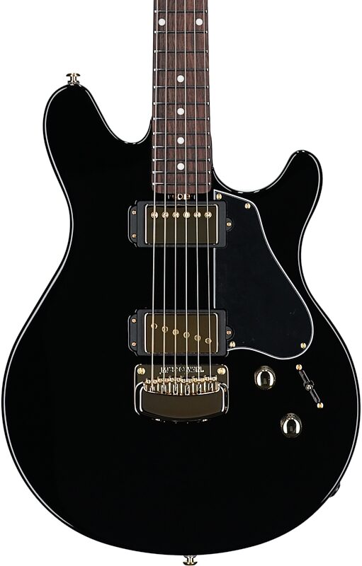open zoom image for Ernie Ball Music Man Valentine Electric Guitar, Gloss Black, Rosewood Fretboard, Body Straight Front