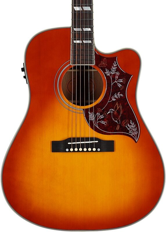 open zoom image for Epiphone Inspired by Gibson Hummingbird Standard EC Acoustic-Electric Guitar (with Gig Bag), Cherry Sunburst, Body Straight Front