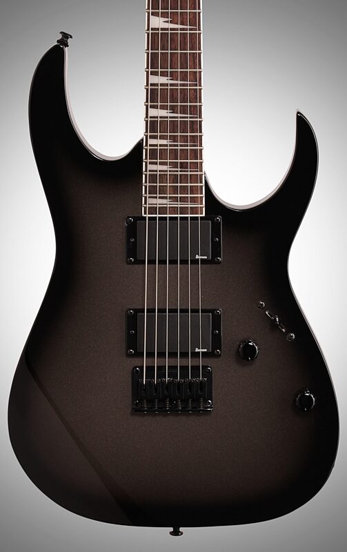 open zoom image for Ibanez GRG121DX Electric Guitar, Metallic Gray Sunburst, Body Straight Front