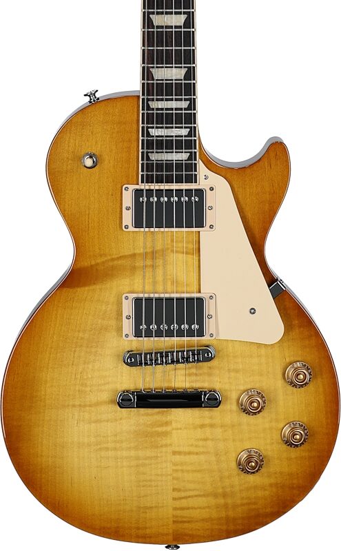 open zoom image for Gibson Exclusive Les Paul Studio Figured Electric Guitar (with Soft Case), Honey Burst, Body Straight Front