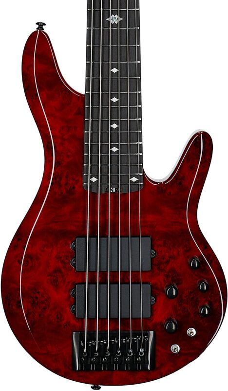 open zoom image for Michael Kelly Pinnacle 6 Electric Bass, 6-String, Cherry Burl, Body Straight Front