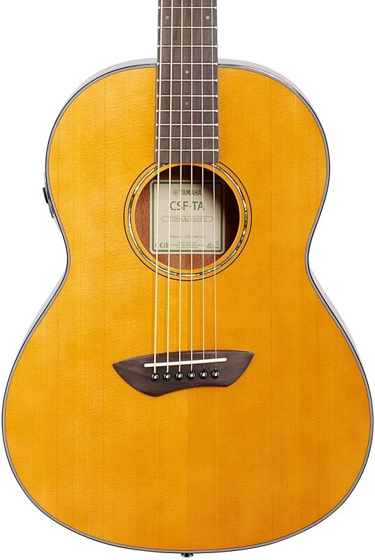 open zoom image for Yamaha CSF-TA TransAcoustic Parlor Acoustic Guitar, Vintage Natural, Open Box (Very Good), Body Straight Front