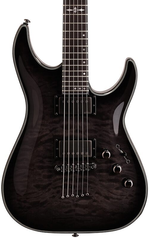 open zoom image for Schecter Hellraiser Hybrid C-1 Electric Guitar, Transparent Black Burst, Body Straight Front