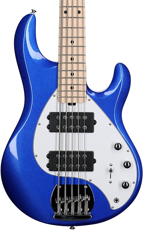 open zoom image for Sterling by Music Man Ray5HH Electric Bass, 5-String, Cobra Blue, Hard Maple Fretboard, Body Straight Front