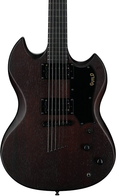 open zoom image for Guild Polara Night Edition Electric Guitar, Vintage Walnut, Body Straight Front