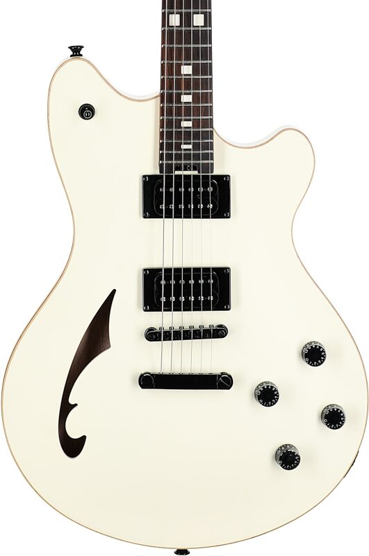 open zoom image for EVH Eddie Van Halen SA-126 Standard Centerblock Electric Guitar, Satin Vintage White, Body Straight Front