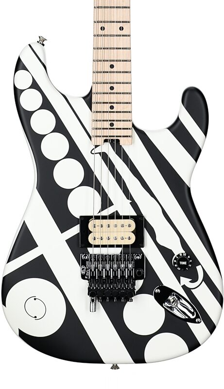 open zoom image for EVH Eddie Van Halen Striped Series Electric Guitar, Satin Crop Circles (Black and White), Body Straight Front