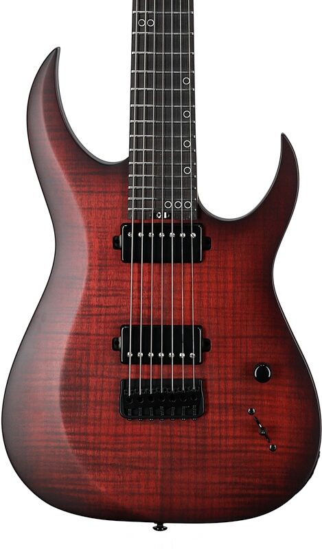 open zoom image for Schecter Sunset-7 Extreme Electric Guitar, 7-String, Scarlet Burst, Body Straight Front