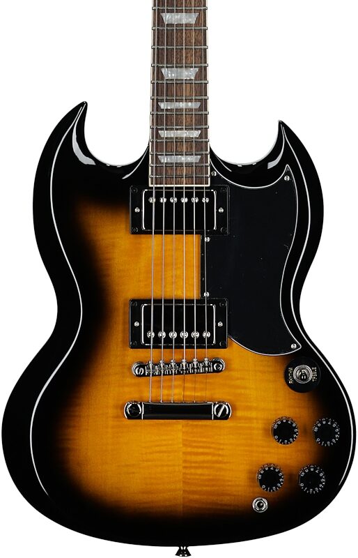 open zoom image for Epiphone SG Tribute Plus Electric Guitar, Vintage Sunburst, Open Box (Very Good), Body Straight Front
