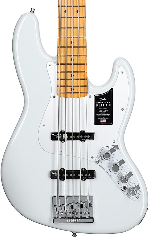 open zoom image for Fender American Ultra II Jazz V Electric Bass, 5-String, Maple Fingerboard (with Case), Avalanche, Body Straight Front