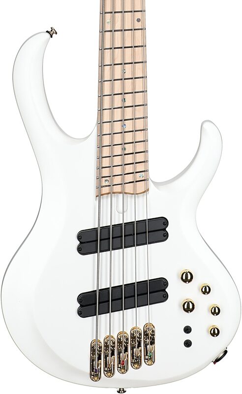 open zoom image for Ibanez BTB605MLM Multi-Scale Bass Guitar, 5-String, Pearl White Matte, Body Straight Front