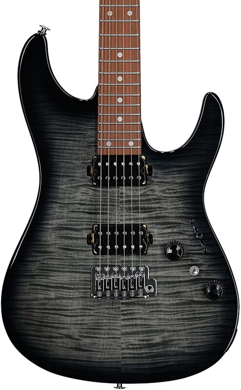open zoom image for Ibanez AZ24S1F Electric Guitar, Transparent Black Sunburst, Body Straight Front