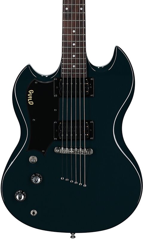 open zoom image for Guild Polara Electric Guitar, Left-Handed, Blue Steel, Body Straight Front