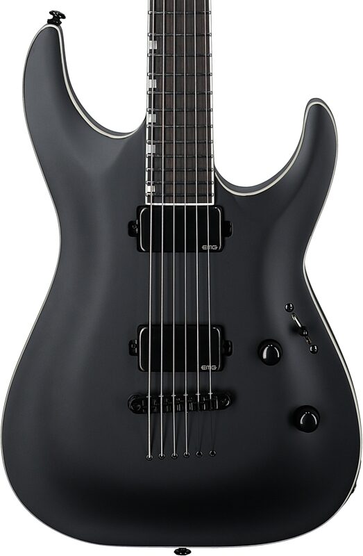 open zoom image for ESP LTD MH-1000B Baritone Electric Guitar, Black Satin, Body Straight Front