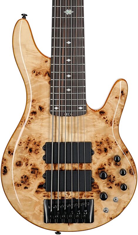 open zoom image for Michael Kelly Pinnacle 6 Electric Bass, 6-String, Natural Burl, Body Straight Front