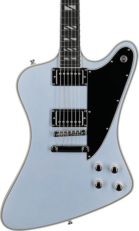 open zoom image for Epiphone Futura Firebird Custom Electric Guitar (with Gig Bag), Quicksilver, Body Straight Front